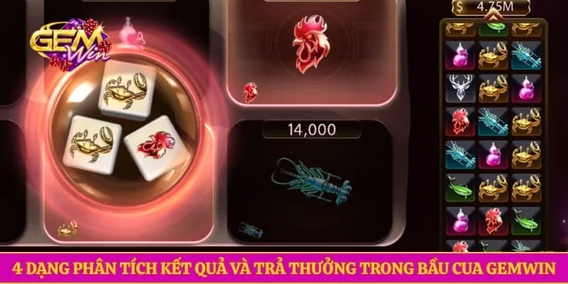 Bầu Cua Gemwin Là Gì? Giới Thiệu Game Online Cực Chất 2026 4 dạng phân tích kết quả và trả thưởng trong bầu cua GEMWIN