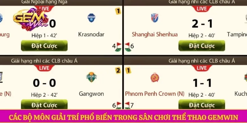 Thể thao GEMWIN Các bộ môn giải trí phổ biến trong sân chơi thể thao GEMWIN